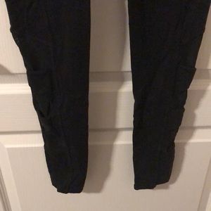 Black leggings with mesh on calf